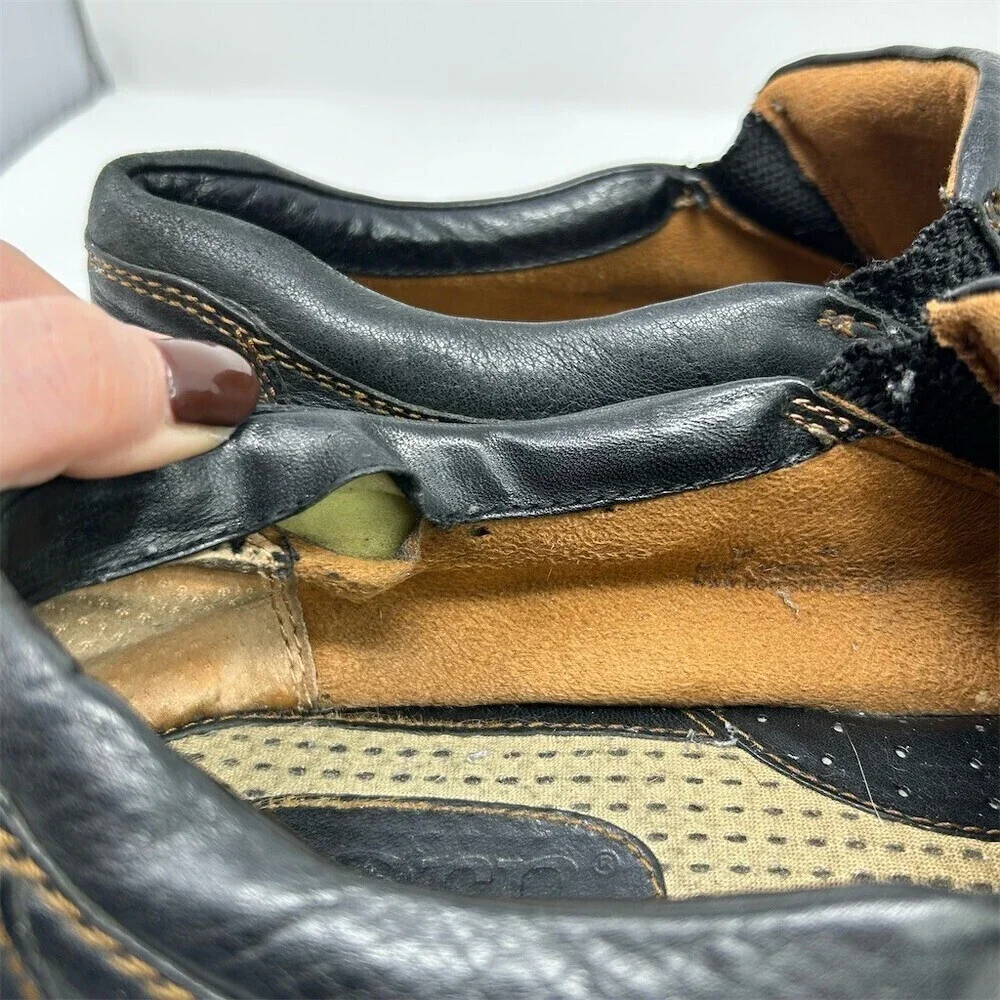 Born Men's Loafers Black Leather Slip-On Comfort Shoes Size 12 EU 43 Casual